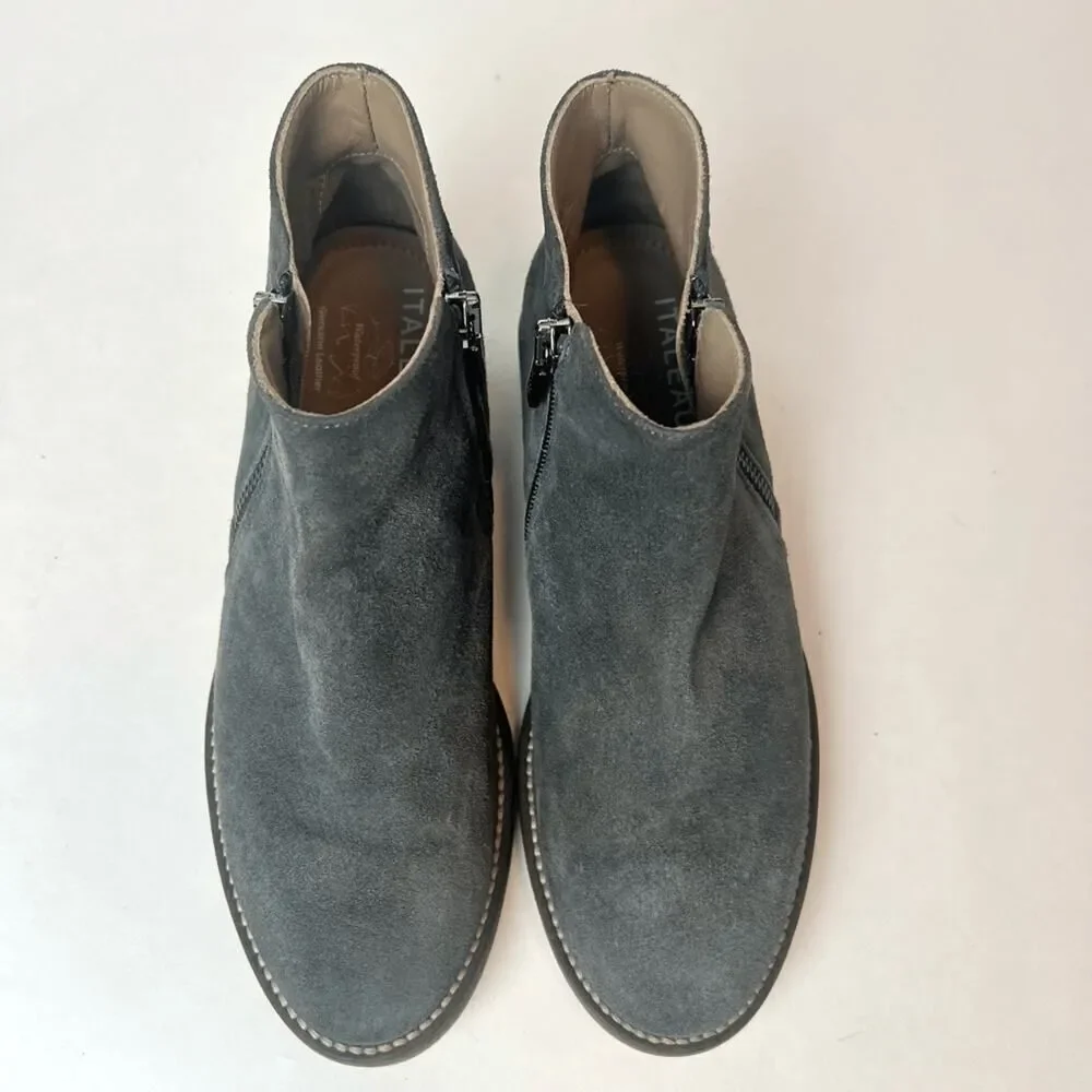 Italeau Waterproof Foliana Booties Suede Ankle Boots Gray Sz 5.5